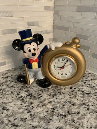 Vintage Seiko Mickey Mouse Wearing Top Hat Pocket Watch Quartz Clock