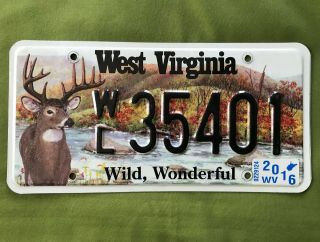Euc 2016 West Virginia Deer Wildlife Auto License Plate Wl35401 Wv Exc Special