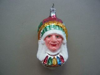 Vintage Christmas Ornament Indian Chief West Germany Mercury Glass Marked