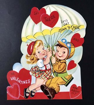 Vintage Valentine Mechanical Boy And Girl Parachute