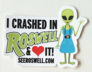 I Crashed In Roswell Decal Sticker Ufo Alien