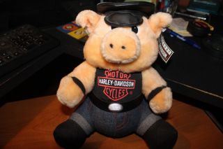 Harley - Davidson Motorcycles Road Hog Biker Pig Plush Stuffed Animal Toy Gift 9 "