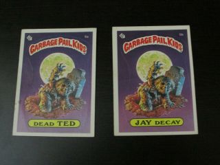 1985 Topps Garbage Pail Kids 1st Series Usa 5a Dead Ted & 5b Jay Decay Cl Glossy