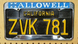 Vintage Metal Dealer License Plate Frame Hallowell Chevy Chevrolet Clovis Ca
