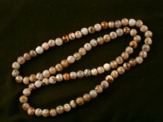 23 Inches Great Tibetan Old Agate Dzi Round Beads Short Necklace M135