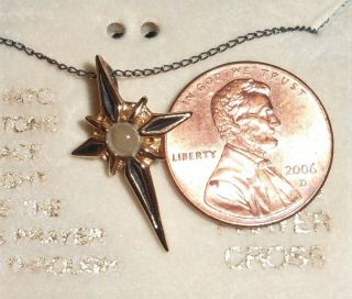 Very Pretty Stanhope ' The Lords Prayer ' Cross Pendant 23K over Sterling Silver 2