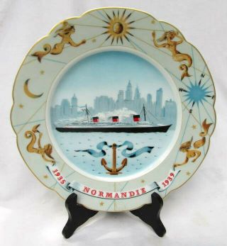 Vintage Ltd Ed Ss Normandie Commemorative Porcelain Plate Haviland Limoges