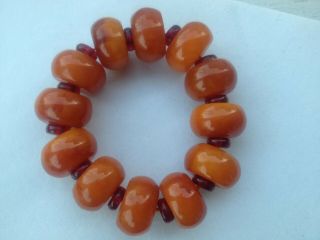 natural beeswax resin,  plastic butterscotch amber colored bracelet 7 