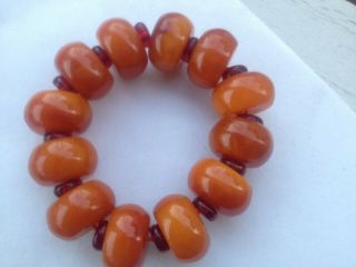natural beeswax resin,  plastic butterscotch amber colored bracelet 7 