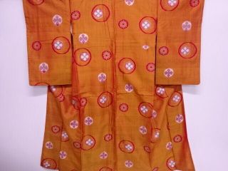 82701 Japanese Kimono / Antique Kimono / Meisen / Woven Flower Circle