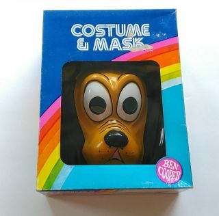 Vintage 1982 Ben Cooper Pluto Costume Mask Disney Collectible Halloween Tiny Tot
