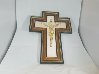 Large Renaissance Jesus Christ On The Cross Mirrored Inri Gold Wall Crucifix 19