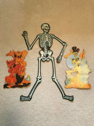 Skeleton Jointed Scary Vintage Die Cut Halloween Decorations