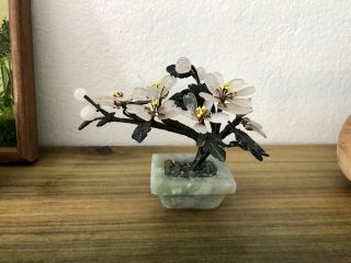 Vintage Miniature Chinese Jade Bonsai Tree 5”x4”