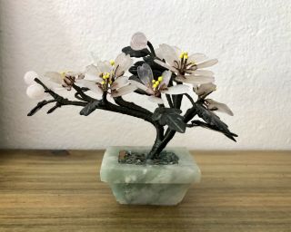 Vintage miniature chinese jade bonsai tree 5”x4” 2
