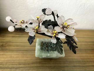 Vintage miniature chinese jade bonsai tree 5”x4” 3