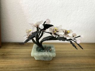 Vintage miniature chinese jade bonsai tree 5”x4” 4