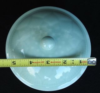 Vintage Long Quan Celadon Green Bowl With Lid lotus Flower Design Made in China 6