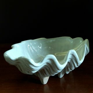 Frankoma Pottery Clam Shell T9 Club Trader Vic Trade Winds Pearl White Tiki Bowl