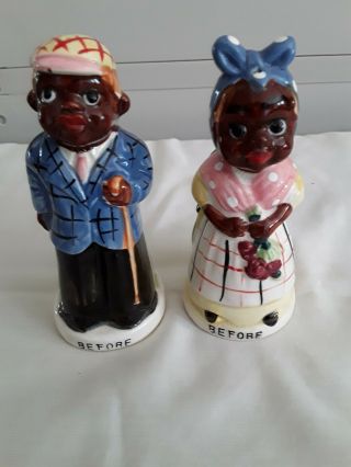 Black Americana Aunt Jemima Mammy Uncle Ben Salt And Pepper Shaker Set Vintage