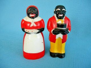 Vintage Plastic F&f Aunt Jemima & Uncle Mose Salt & Pepper Shakers 3.  5 "