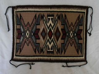Vtg Small 16 X 12.  5 Hand Woven Navajo Wool Rug Wall Hanging Mat Yei Indian