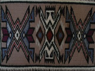 Vtg Small 16 X 12.  5 Hand Woven Navajo Wool Rug Wall Hanging Mat Yei Indian 2