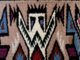 Vtg Small 16 X 12.  5 Hand Woven Navajo Wool Rug Wall Hanging Mat Yei Indian 3
