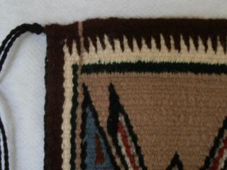 Vtg Small 16 X 12.  5 Hand Woven Navajo Wool Rug Wall Hanging Mat Yei Indian 4