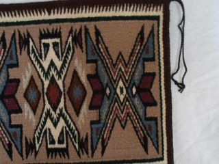 Vtg Small 16 X 12.  5 Hand Woven Navajo Wool Rug Wall Hanging Mat Yei Indian 6