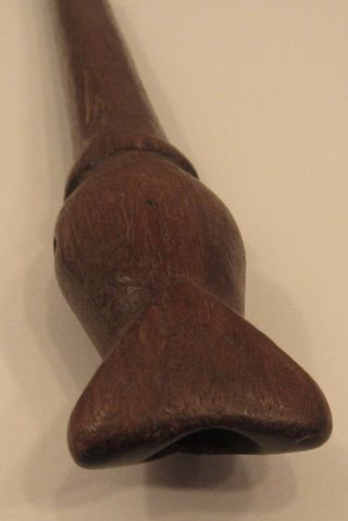 Antique estate ethnographic carved wood hunter’s whistle/flute 8” Dogon? 7