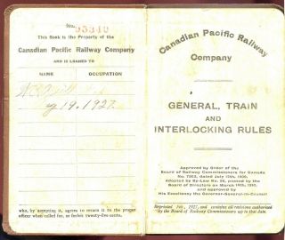 GENERAL TRAIN AND INTERLOCKING RULES - CANADIAN PACIFIC RAILWAY COMPANY,  1927 2