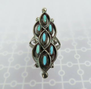 Native American Navajo Zuni needle petite point turquoise ring size 5.  75 2