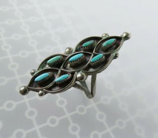 Native American Navajo Zuni needle petite point turquoise ring size 5.  75 3