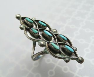 Native American Navajo Zuni needle petite point turquoise ring size 5.  75 4