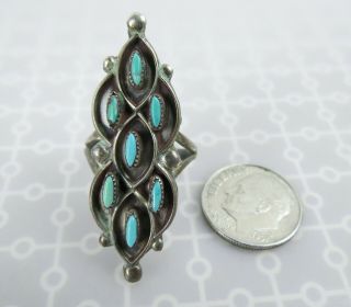 Native American Navajo Zuni needle petite point turquoise ring size 5.  75 8