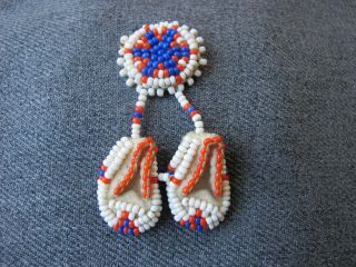 Vintage Native American Beaded Moccasins Dangle Pin