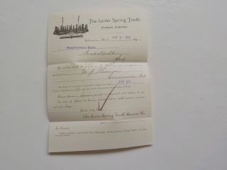 Antique Document 1893 The Lever Spring Tooth Harrow Company Kalamazoo Michigan