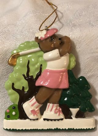 Woman Bear Golfer Golfing Christmas Ornament Club Tee Holiday Tree Decor Gift
