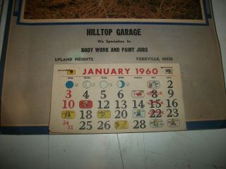 Vintage 1960 Pin up Girl Calendar Hilltop Garage Yorkville Ohio complete good sh 3