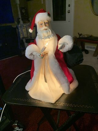 Vintage Animated Lighted 12 " Santa Tree Topper Or Table Top