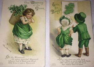 St.  Patrick’s Day Ireland Vintage Ellen Clapsaddle Postcards 1920s Children