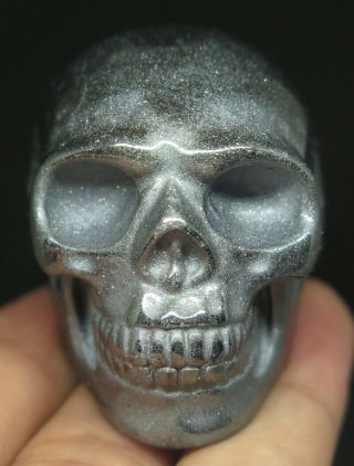 49mm 6.  1oz Natural Solid Hematite Crystal Carving Art Skull
