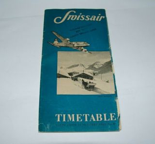 Swissair 1948 Time Table Zurich Switzerland Airline Ad