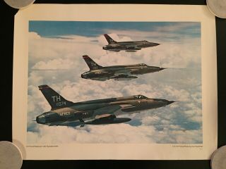Vintage United States Air Force Reserve F - 105 Thunderchiefs Photo Print Poster