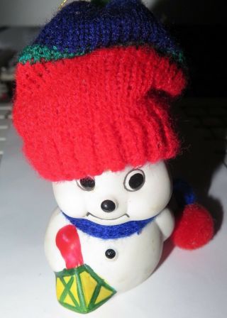Vintage Snowman Bells Giftco Porcelain Christmas Ornament