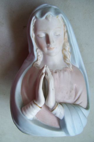 Mary Mother Of Baby Jesus Nativity Clasp Praying Hands Vase Planter 6 " Tall