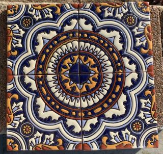 8 Talavera Mexican Pottery Tile 4 " X 4 " Hi Relief Santa Barbara 4 Make A Pattern