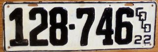 1922 Colorado License Plate Number Tag – $2.  99 Start