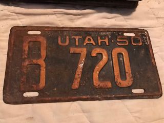 1950 Utah License Plate B 720